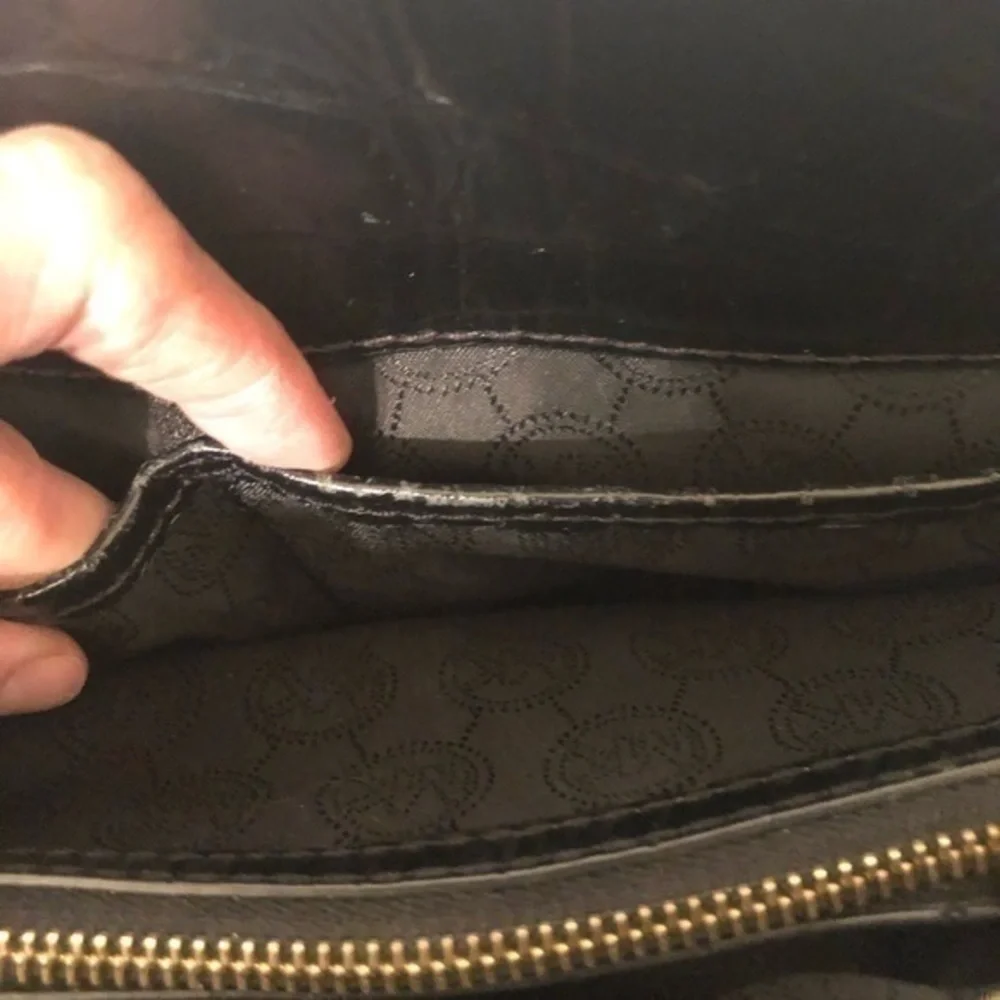 MICHAEL KORS black embossed leather tote bag